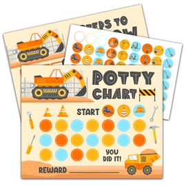Construction Potty Training Reward Chart with Stickers, Dump Truck Themed Behavior Chart for Kids, Toilet Training Chart for Boys Girls (08)