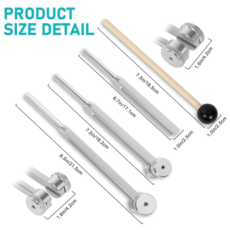 Ahvqevn 4 Pack Tuning Fork Set (128Hz, 256Hz, 512Hz) with