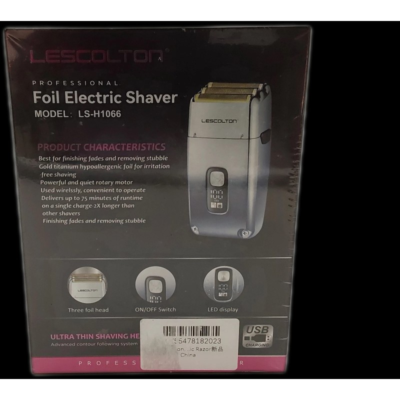 LESCOLTON LS-H1066 Professional Foil Electric Cordless Shaver Wet/Dry Black