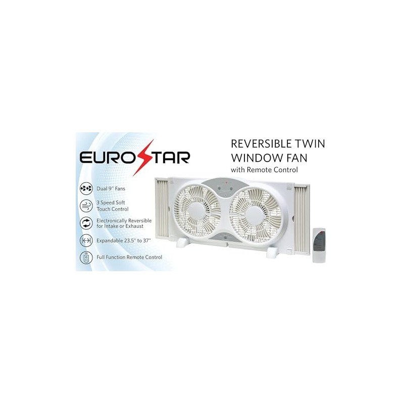 EUROSTAR Twin Window Fan, White, 37"