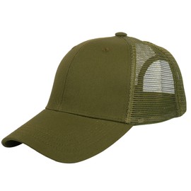 Falari Trucker Hat Baseball Cap Structured Plain Design 6 Panel, Adjustable Size, 1pk Army Green, One Size