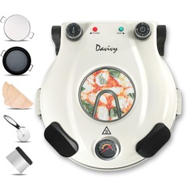 Davivy 12" Indoor Electric Pizza Oven with Stone, Heats up to 800˚F, Indoor Electric Pizza Maker Machine for Home Portable Countertop - White