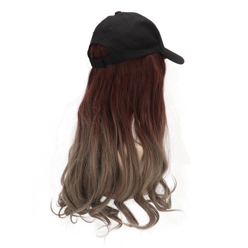 Baseball Cap Wig Women Fashionable Adjustable Hat Synthetic Long Wavy