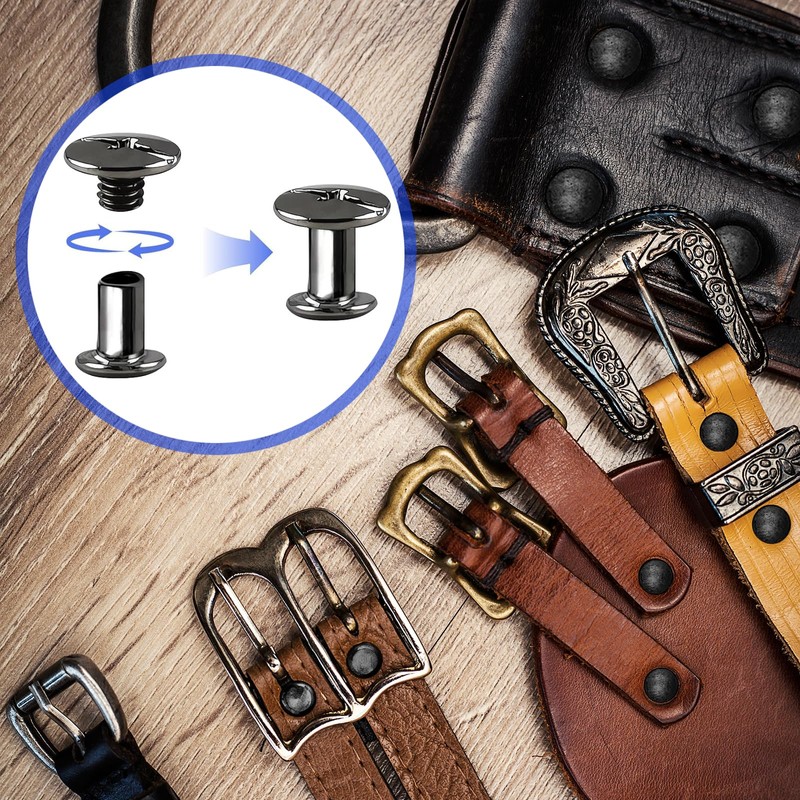 dcas 110 Pieces Leather Rivets Fixing Tools Set, 4/5/6/8/10/12 mm,