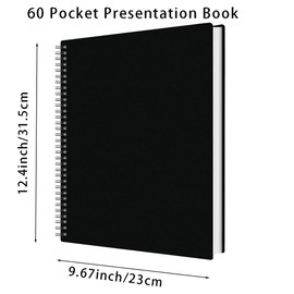60 Pockets Spiral Binding Display Book RUIFUNETEK Presentation Book with Clear Sheet Protectors, A4 Binder with Plastic Sleeves 120 Pages Bound Sheet Protectors for Document Artwork and Photo
