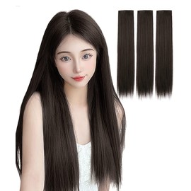 Vigorous Wig, Extension, Long Straight Hair Extension, Neckline Wig, Heat Resistant, One Touch 23.6 inches (60 cm), 3pic/set Clip Included