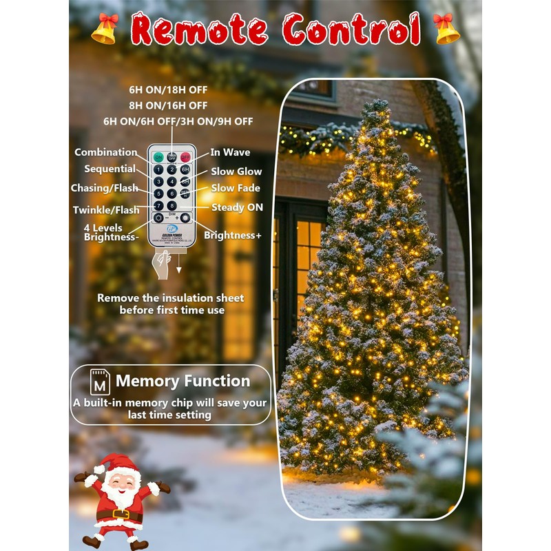 75FT 1500 LED Christmas Cluster Lights, Firecracker String Lights with