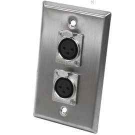 (2) Two Double XLR Single Wall Plates w Neutrik NC3FD-L-1 Female Stainless Steel