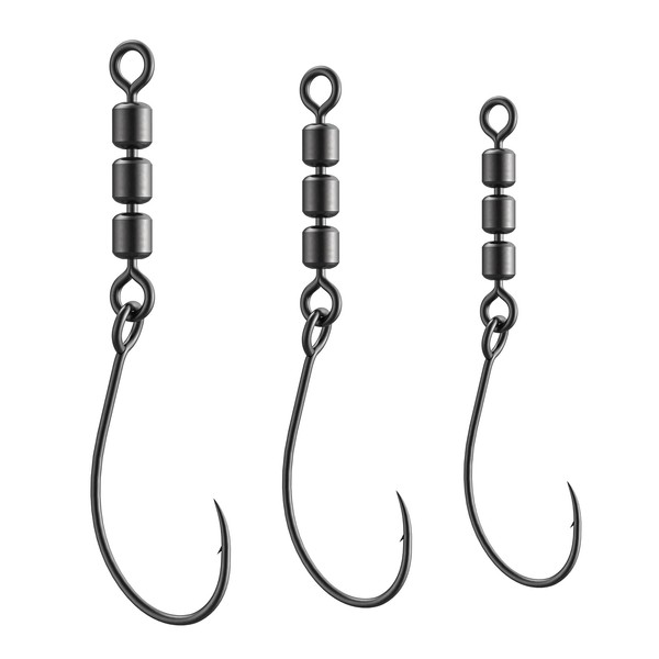 Luroad Pack of 10 Rotate Fishing Rig Hooks, Swivel Fishing