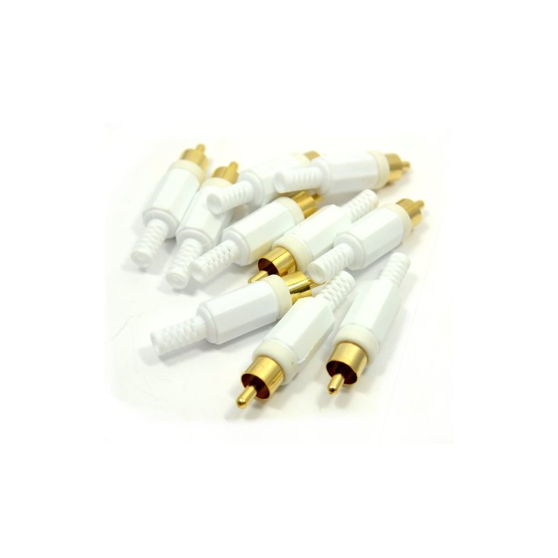 kenable Phono RCA Gold Plug End White Gold Solderable Connection