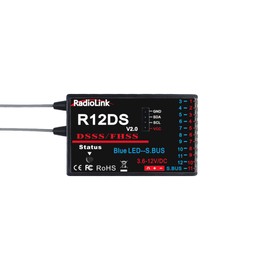 Radiolink R12DS Receiver 2.4GHz RC 12 Channel SBUS/PWM Receiver, 4000M Long Distance Control for RC Airplane/Car/Multirotor, Compatible with Radiolink AT9/AT9S/AT9S Pro/AT10II/AT10 Transmitter