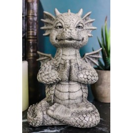 Ebros Yoga Dragon Statue Faux Stone Small 5"Tall Fantasy Decor