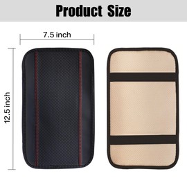 Jushope Car Center Console Cover, PU Leather Car Armrest Box Pad, Universal Waterproof Auto Armrest Seat Box Protector, Interior Car Accessories for Most Car, Truck, SUV (Black-Red)