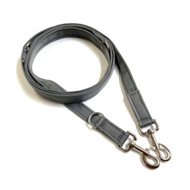 Police Style Dog Training Lead Double Ended 5ft (1.5 Metres Approx) Adjustable Leash Multi-Functional In Cushion Webbing (25mm, Silver/Grey)