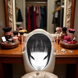 WLngtv Black Natural Fake Bangs Hair Piece Clip Long Wig Synthetic Hair Band Bangs Headband Headbands For Women, Black Natural Clip-in Hairpiece, Long Wig Hair Extension