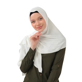 IKA Company LLC Hijab Scarf for Women, Lightweight Modal Hijab, Elegant Viscose Scarf, Fashion Hijabs & Modest Scarves for Women, Instant Head Covering, Pashmina Shawl, Summer Khimar (White)