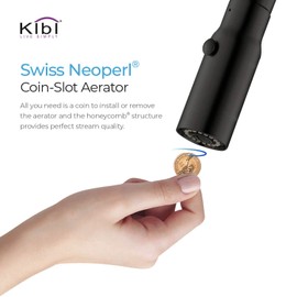 KIBI Hilo Single Handle Pull Down Faucet for Kitchen Sink | Solid Brass High Arc Faucet Spout | 360 Degree Swivel Kitchen Faucet with Pull Down Sprayer (Matte Black)(KKF2008)(Soap Dispenser Included)