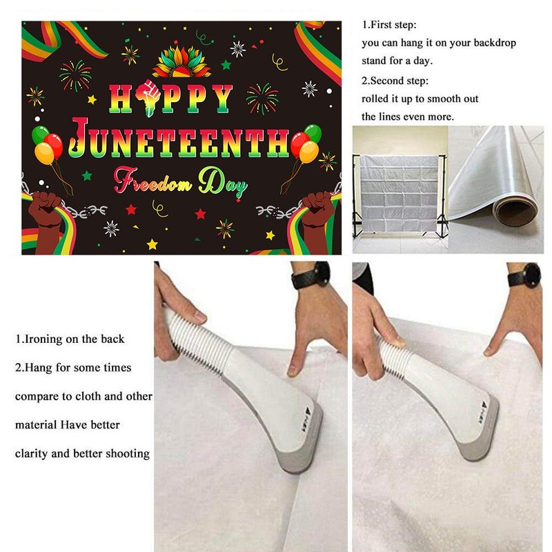 7X5FT Happy Juneteenth Banner Backdrop Pan African American 19th June