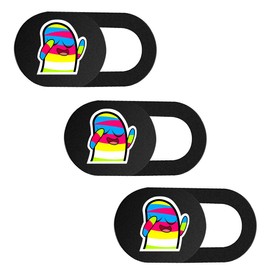 SIREG Webcam Cover Ultra Thin - Web Camera Cover fits Laptop,Tablet,Computer, Smartphone, Protect Your Privacy and Security,Strong Adhesive (Rainbow People-Black & 3 Pack)
