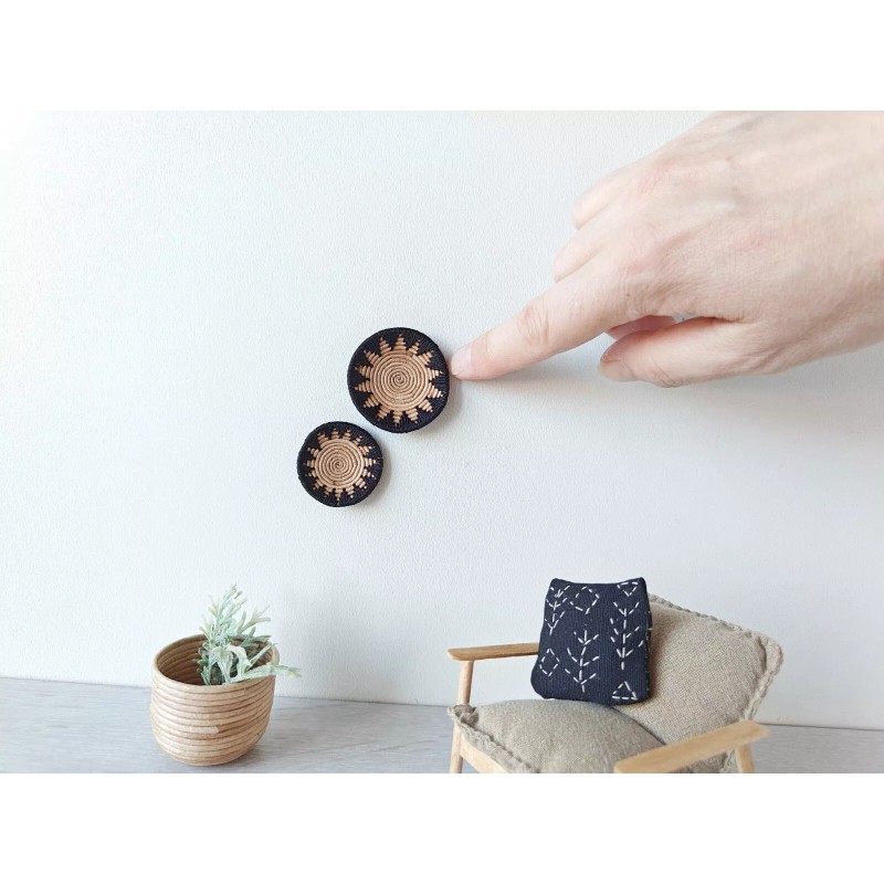 VictoryWickerDecor 1:12 dollhouse miniature boho black wall decor set of