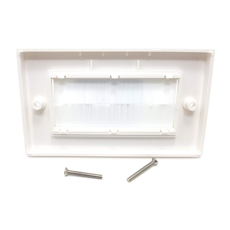 MainCore UK Standard Faceplate Gang White Brush for Cables Exit/Wall