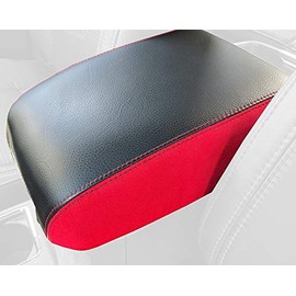 RedlineGoods armrest cover compatible with Toyota Tacoma 2015-23. Tailor made - not universal! Genuine top-grade Italian Black leather with Blue thread
