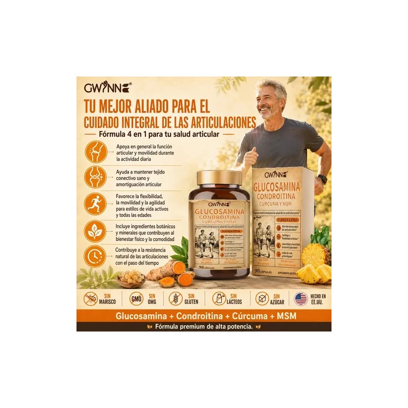Glucosamina Complex Glucosamine 1500mg, Chondroitin, MSM, Curcumin, Quercetin, 90 Caps