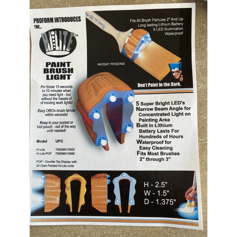 ProForm Hi-lite Paint brush light Proform Technologies LED light lithium