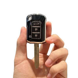 KULCSOK Key Case Suitable for Mitsubishi Eclipse Cross Mirage G4 Lancer 2016-2021 for Mitsubishi Space Star 2023 TPU Key Case Cover Key Holder Key Protector 3 Buttons B Black