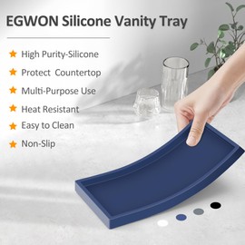 Bathroom Vanity Tray,Thick Original Silicone Soap Dispenser Tray,EGWON Shatterproof Toilet Tank Vanity for Dresser Tops,Bathroom Tray for Perfume,Soap Bottle