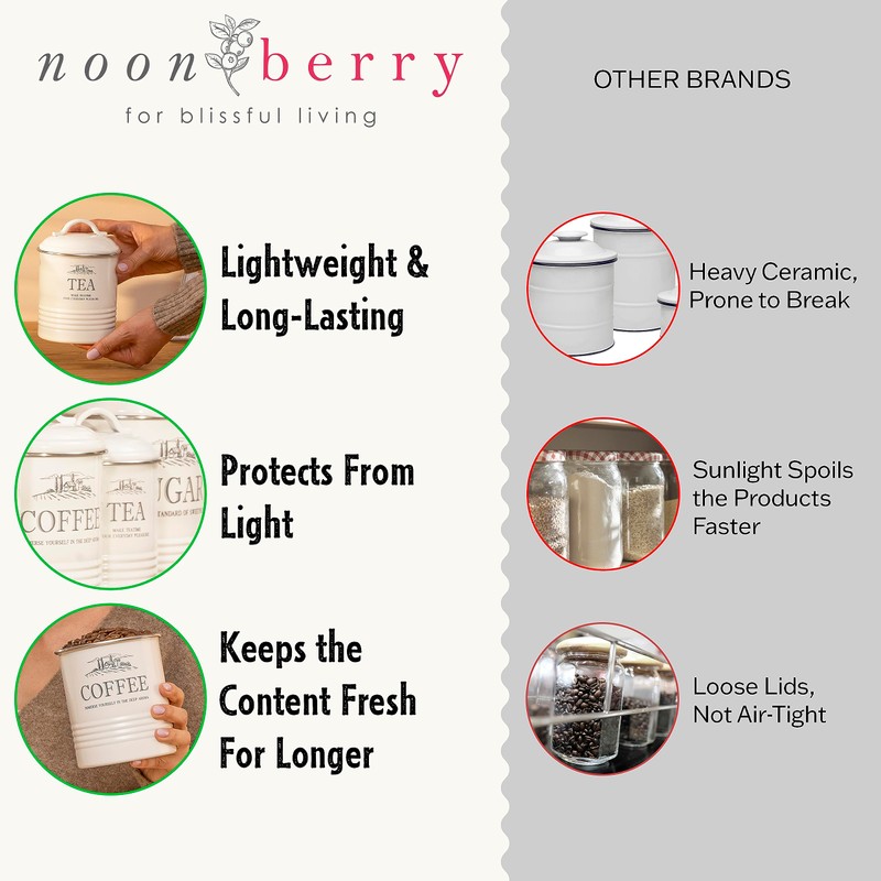 noonberry Kitchen Canisters for Countertop - Set of 3 -