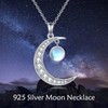 YAFEINI Moonstone Moon Necklace Sterling Silver Crescent Moon Pendant Necklace