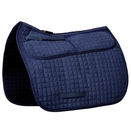 Harrison Howard Diamond Quilted Dressage Saddle Pad Adjustable with 4 Pockets and Foam Inserts with Differentiated Thickness Horse Riding Pad with Added Cushioning and Comfort Navy