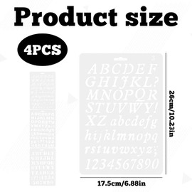 Small Letter Stencils,4 PCS Stencils Letters,Alphabet Stencils Letters Painting Assorted Styles Letter and Number Stencils Artistic Drafting Drawing Templates Stencil for DIY Craft Journal Photo Album