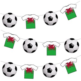 AK Giftshop Wales Football Bunting Party Decorations World Cup Flags - 12pcs / 2.5m Ribbon