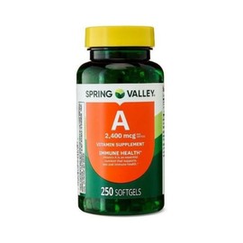 H4U Spring Valley Vitamin A Supplement Softgels 2400 mcg 250 Count for Energy Health / 에너지 건강을 위한 H4U 스프링 밸리 비타민 A 보충제 소프트젤 2400 mcg 250 카운트