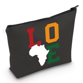 PYOUL Africa Map Cosmetic Bag Love Africa Makeup Bag Black History Month Gift African Gift Map of Africa Gift (Love Africa Bag EU)