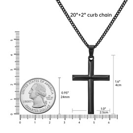 Speroto Cross Necklace for Men, Stainless Steel Mens Necklace with Cross Pendant, Cross Necklace Simple Jewelry Gift for Men Women (22"+2", Black)