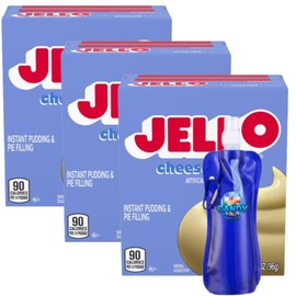 Candy Freezer Instant Pudding & Pie Filling Mix 3.4 oz oz (Pack of 3) with Collapsible Bottle (Cheesecake) Bottle