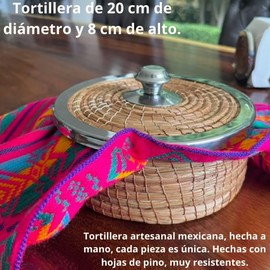Tortillero térmico de Ocoxal 20x8 cm, artesanal hecho a mano en México con servilleta de Cambaya de regalo.