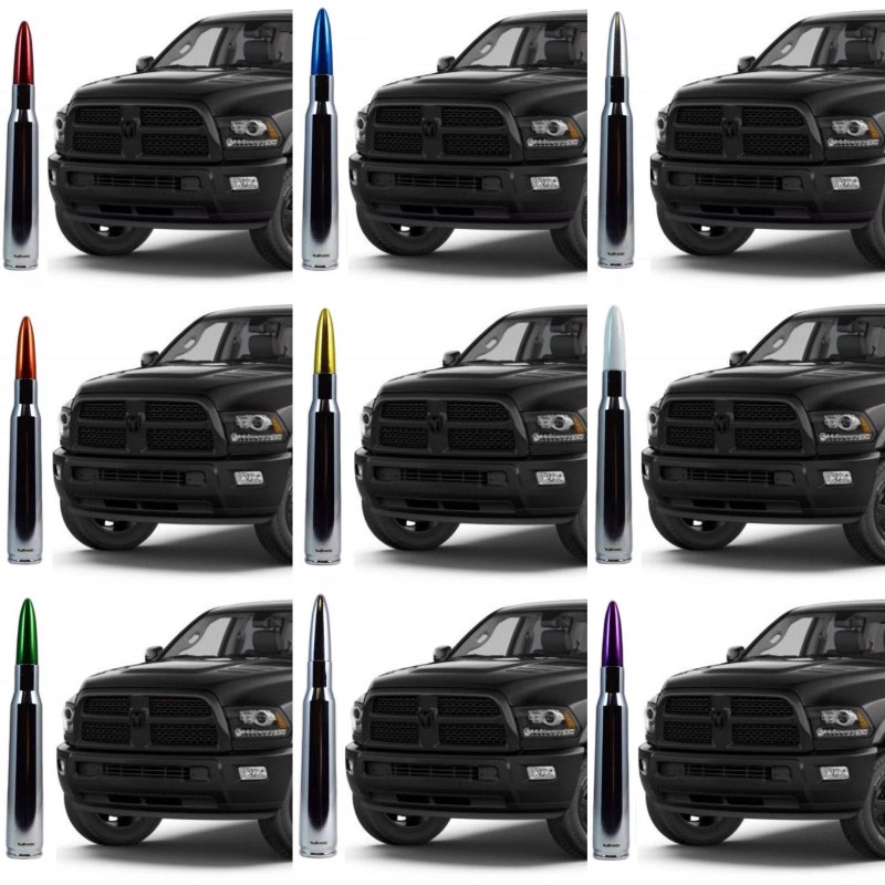 VMS RACING Chrome with White Tip Bullet Antenna for Dodge