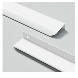 Pack of 4 Furniture Handles, Hidden Door Handles, Cabinet Handles, Aluminium Drawer Handles, Hidden Handles, Invisible Furniture Handles, Kitchen Handles, White, 15 cm (Rounded Edge)