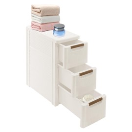 3 Tier Mobile Storage Cart, Modern White Slim Rolling Storage Cabinet with Wheels, Compact Organizer Cart for Kitchen Bathroom Bedroom Office (3 Drawer)