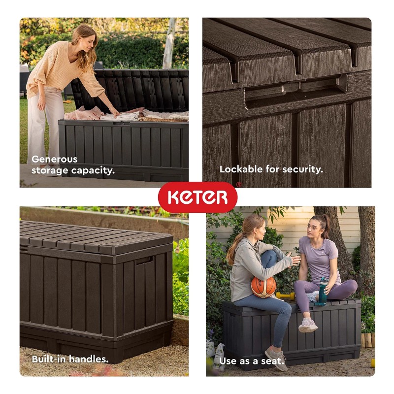 Keter Kentwood 92 Gallon Resin Deck Box-Organizati