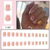 French Tip Press on Nails Short Square Fake Nails Glossy