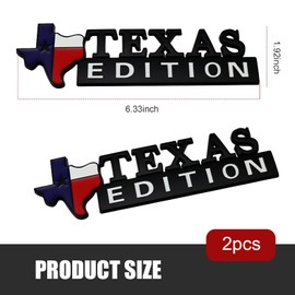 Anyhut 2 PCS Texas Edition Emblem, Texas State Flag Shape, 6.3" x 1.9" ABS 3D Car Badge, Self-Adhesive Decal for Fender, Side Door, Universal Fit for Cars, Trucks, SUVs (Black)