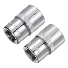 sourcing map 6-Point Shallow Socket, 1/2" Drive 18mm 19mm Shallow Socket Cr-V Metric Socket for DIY Hand-Making Repair Automotive