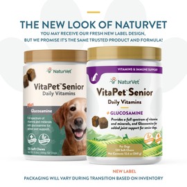 NaturVet NaturVet VitaPet Senior Daily Vitamin Dog Supplements Plus Glucosamine C Includes Full-Spectrum Vitamins, Minerals C Joint Support for Older, Active Dogs C 120 Ct. Soft Chews