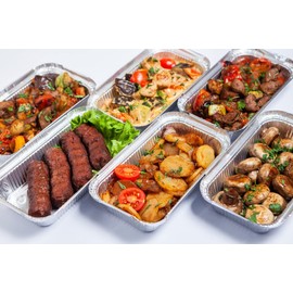 CHPL (Pack of 100) Disposable Aluminium Foil Containers with Lids -Ideal for Baking, BBQ, Cooking Christmas Party & Meal Prep Tray Disposable Pans Perfect for Kitchen Catering Lunch Takeaway (660 ML)