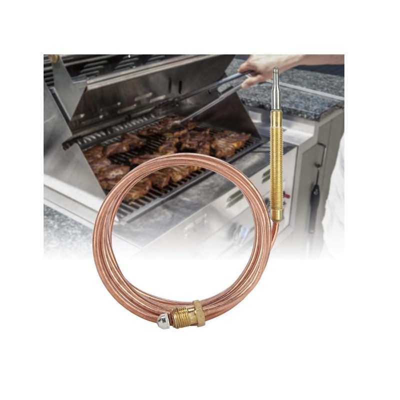 Universal Gas Thermocouple Kit, 23.6inch/600mm, Thermocouple with Nuts, Fireplace Replacement